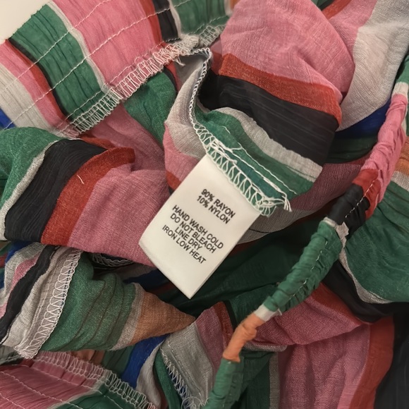 Lulus Striped Sheer Wide Leg Beachy Coastal Pants Pink Green Size Small - Picture 12 of 13